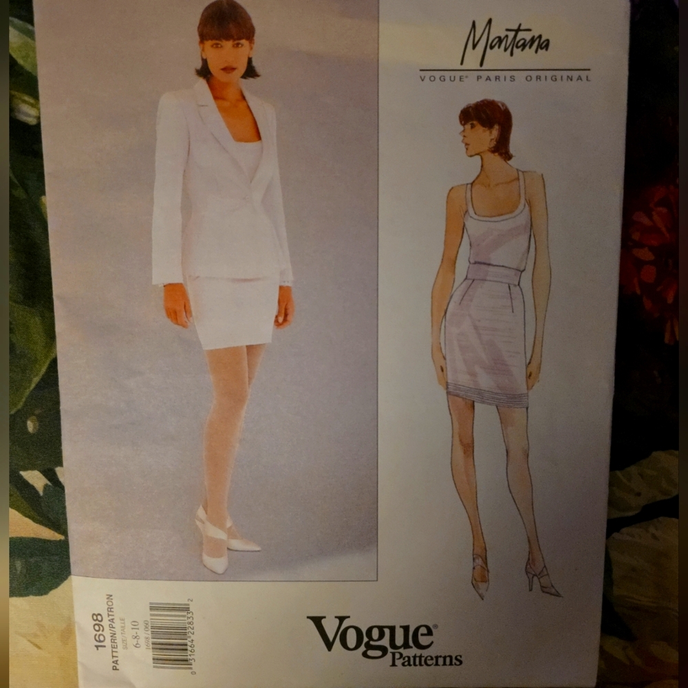 VOGUE PARIS ORIGINAL CLAUDE MONTANA # 1698 PARTIAL-CUT/COMPLETE SZS. 6-8-10
